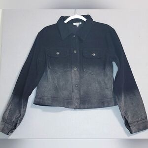 White Birch Women's Long Sleeve Ombre Woven Corduroy Jacket, Black,‎ Size Medium